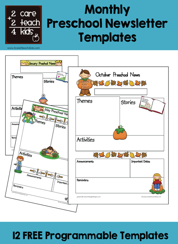Preschool Newsletters Free Printable Templates 2care2teach4kids